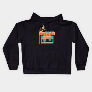 Retro Meowsik-Cat and Music lovers- Kids Hoodie